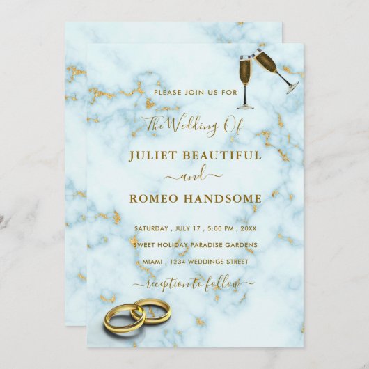 Goldweißer Marmor Ihr QR-Code Hochzeitsempfang (Vorne/Hinten)