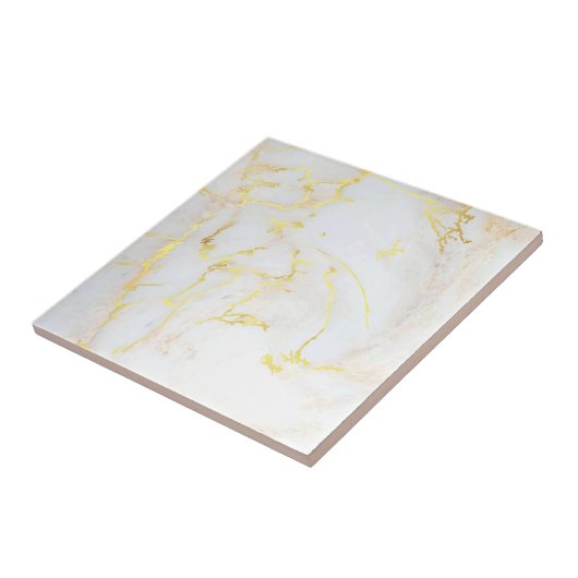 Goldweißer Marmor - individuell anpassbare elegant Fliese (Seite)