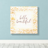 Goldweißer rosa Confetti Leinwanddruck (Insitu (Holzboden))