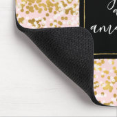 Goldweißer rosa Confetti Mousepad (Ecke)