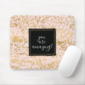 Goldweißer rosa Confetti Mousepad (Mit Mouse)
