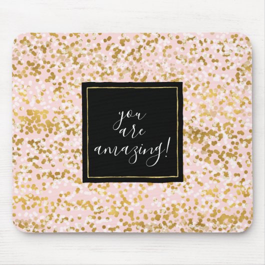 Goldweißer rosa Confetti Mousepad (Vorne)