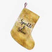 Goldweißer Schein-Glanz Kleiner Weihnachtsstrumpf (Vorderansicht (hängend))