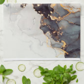 Goldweißer schwarzer Marmor Geschirrtuch (Gefaltet)