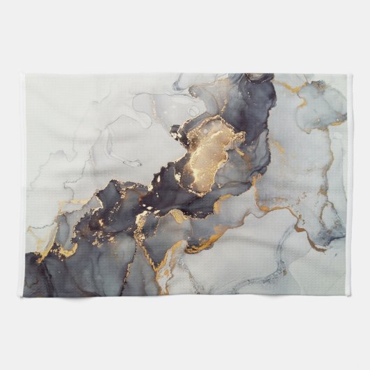 Goldweißer schwarzer Marmor Geschirrtuch (Horizontal)