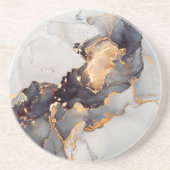 Goldweißer schwarzer Marmor Getränkeuntersetzer (Vorne)