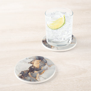 Goldweißer schwarzer Marmor Getränkeuntersetzer