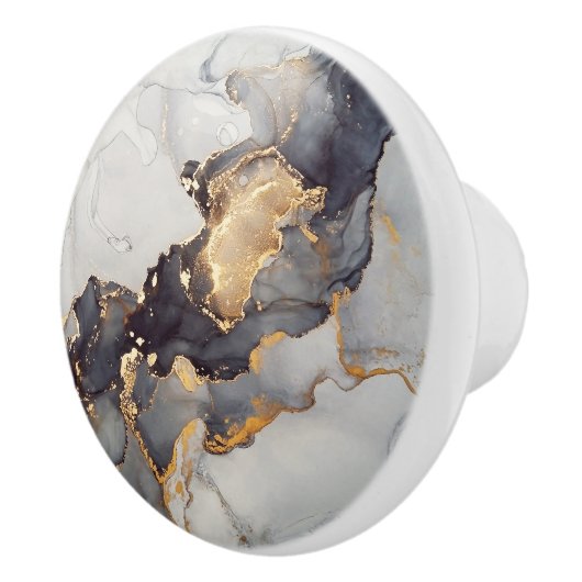 Goldweißer schwarzer Marmor Keramikknauf (Rechts)
