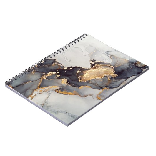 Goldweißer schwarzer Marmor Notizblock (Linke Seite)