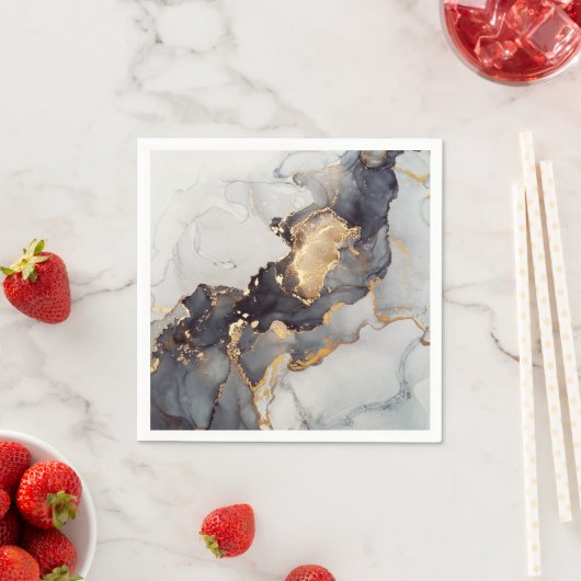 Goldweißer schwarzer Marmor Serviette (Beispiel)