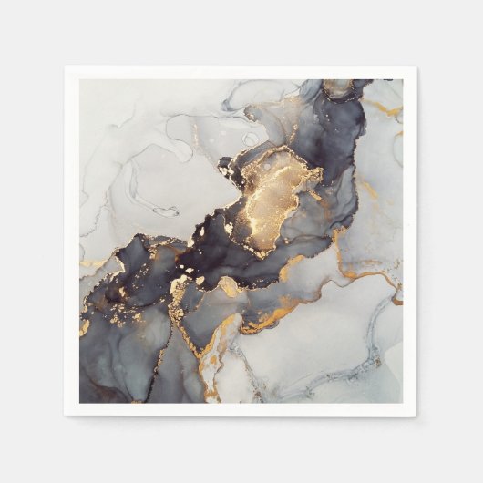 Goldweißer schwarzer Marmor Serviette (Vorderseite)