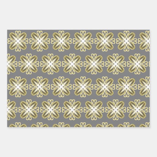 Goldweißes Design - individueller Hintergrund Geschenkpapier Set (Vorderseite 3)