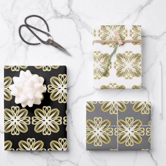 Goldweißes Design - individueller Hintergrund Geschenkpapier Set (Vorderseite)