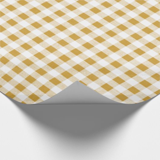 Goldweißes Gingham-Muster Geschenkpapier (Ecke)