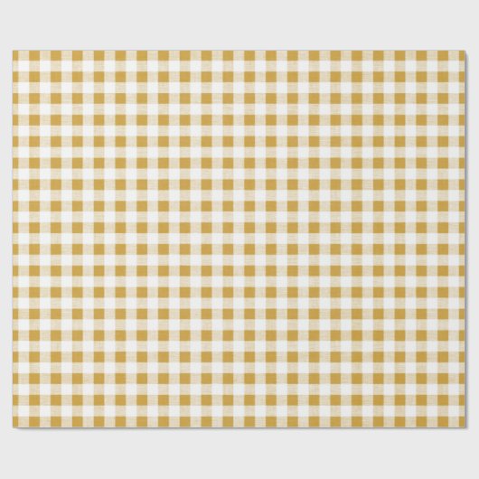 Goldweißes Gingham-Muster Geschenkpapier (Flach)