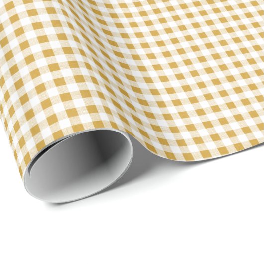 Goldweißes Gingham-Muster Geschenkpapier (Rolleneckpunkt)