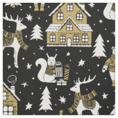 Goldweißes Hirschbärenmuster Stoff (Muster)