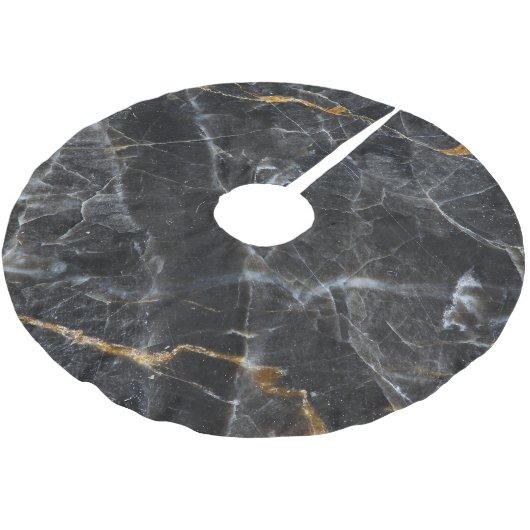 Goldweißes Marmordesign Polyester Weihnachtsbaumdecke (Schrägansicht)