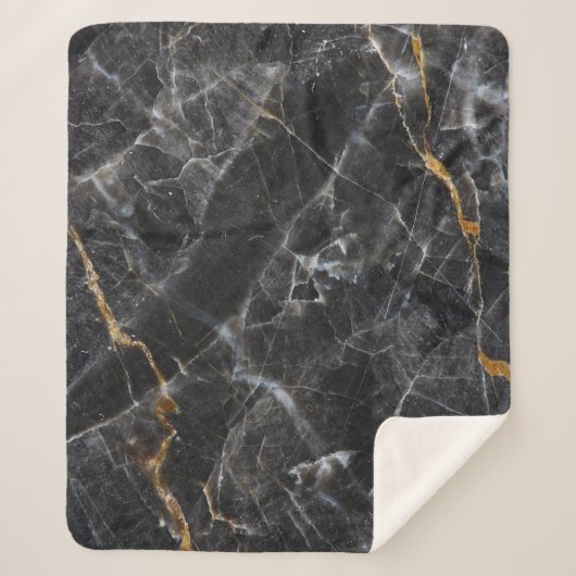 Goldweißes Marmordesign Sherpadecke (Vorderseite)