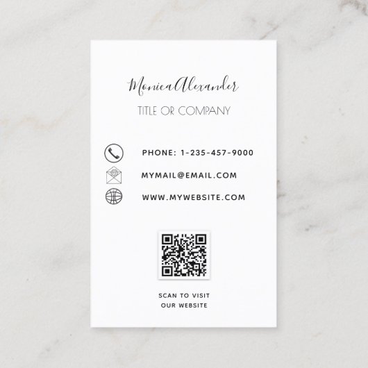 Goldweißes Profil Foto Firmenlogo QR Code Visitenkarte (Rückseite)