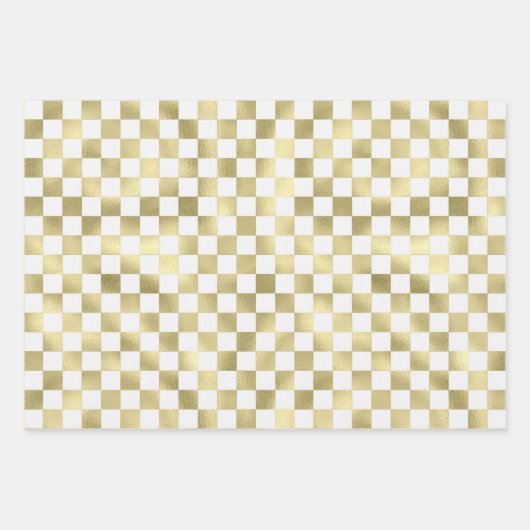 goldweißes Quadratzoll Geschenkpapier Set (Vorderseite)