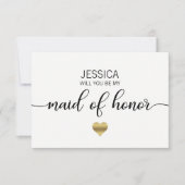 Goldweißes Schwarz wirst du meine TRAUZEUGIN sein? Einladung (Vorderseite)