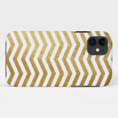 Goldweißes Zickzack Muster Case-Mate iPhone Hülle (Rückseite (Horizontal))