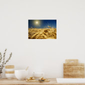 Goldweizen und blauer Himmel mit Sonne Poster (Küche)