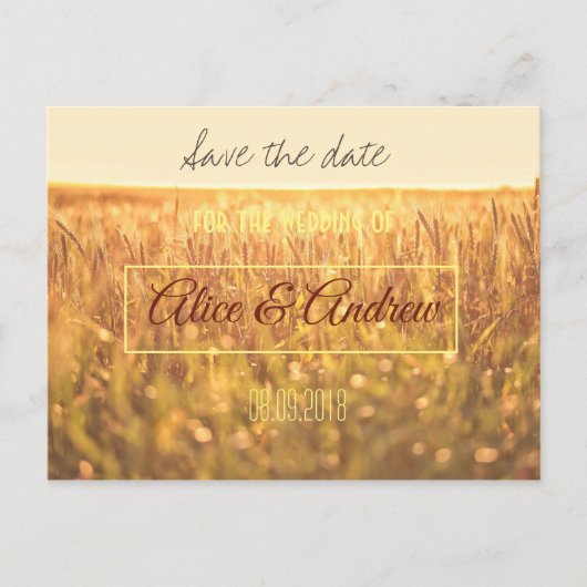 Goldweizenfarm Save the Date Postkarte (Vorderseite)