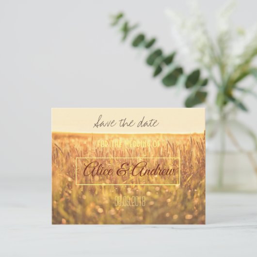 Goldweizenfarm Save the Date Postkarte (Stehend Vorderseite)