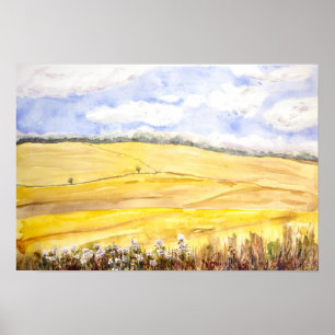 Goldweizenfeld in Oxfordshire Poster