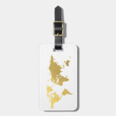 GoldWeltkarte-eleganter Gepäckanhänger (Vorderseite vertikal)