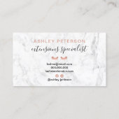 Goldwimpern aus moderner Rose, trendiger weißer Ma Visitenkarte (Rückseite)