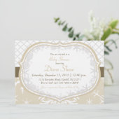 Goldwinter-Schneeflocke-Duschen-Einladung Einladung (Stehend Vorderseite)