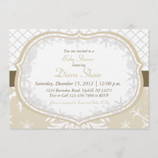 Goldwinter-Schneeflocke-Duschen-Einladung Einladung