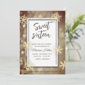 Goldwinterwunder - Bokee-Schneeflocken Einladung (Stehend Vorderseite)