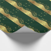 GoldWirbel u. dunkelgrünes Geschenkpapier (Ecke)