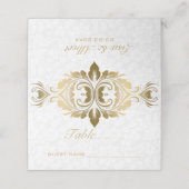 Goldwirbel und weiße Damasken Platzkarte (Außenseite Aufgefaltet)