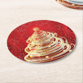 GoldWirbels-moderne Kunst-Weihnachtsbaum Runder Pappuntersetzer (Angewinkelt)