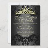 Goldwirl Damask Sweet16 Birthday Einladung (Rückseite)