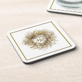 Goldwreath-frohe Weihnacht-Untersetzer Getränkeuntersetzer (Linke Seite)