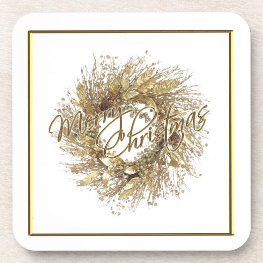 Goldwreath-frohe Weihnacht-Untersetzer Getränkeuntersetzer (Vorderseite)