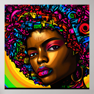 Goldy Queen Rainbow Niedlich Black Melanin Afro Poster