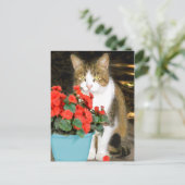 "Goldy & Red Blume" Postkarte (Stehend Vorderseite)