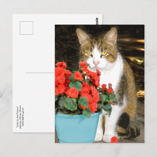 "Goldy & Red Blume" Postkarte (Vorne/Hinten)