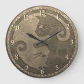 GoldYin Yang Katzen Große Wanduhr (Vorderseite)
