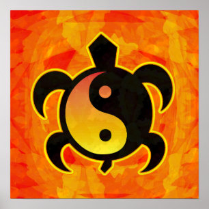 GoldYin Yang Schildkröte-Plakat Poster