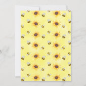 Goldzahl Sonnenblumen Bienen ersten Geburtstag Einladung (Rückseite)