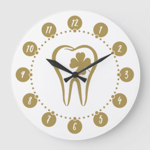 Goldzahnarzt   Lucky Teeth Große Wanduhr