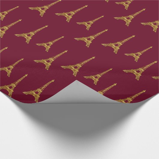 Goldzauber-Eiffelturm Geschenkpapier (Ecke)